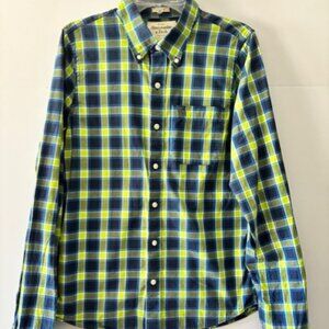 Abercrombie Fitch L Blue Green Muscle Fit Check Retro Campus Core Vibrant
